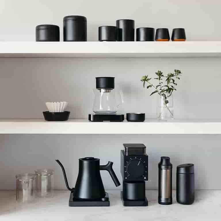 Fellow Stagg Pro Electric Kettle in Hazy Blue with Maple Accents