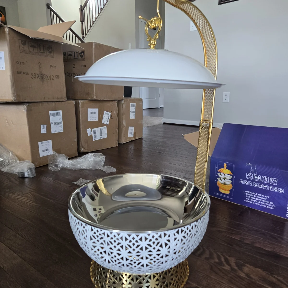 Luxury Round Chafing Dish with Hanging Lid 8Lt