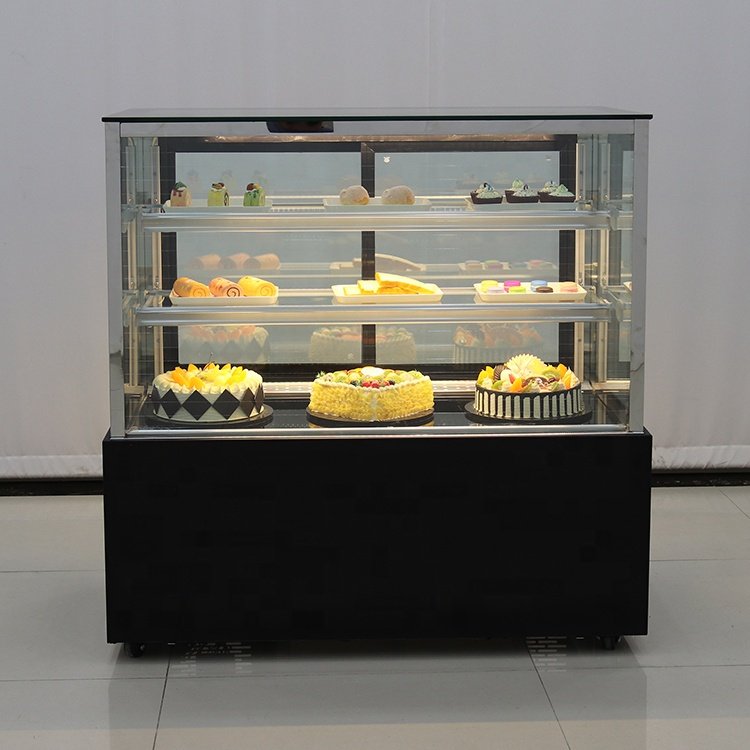 Black Patisserie Showcase Cake Display Refrigerator For Sale