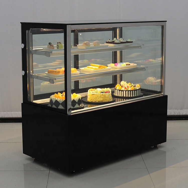 Black Patisserie Showcase Cake Display Refrigerator For Sale