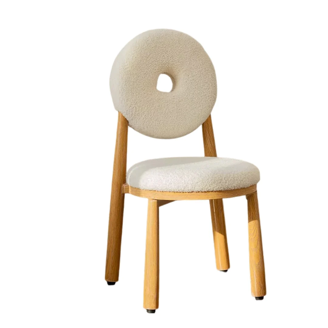 White Donut Chair – Bouclé with Wood Legs