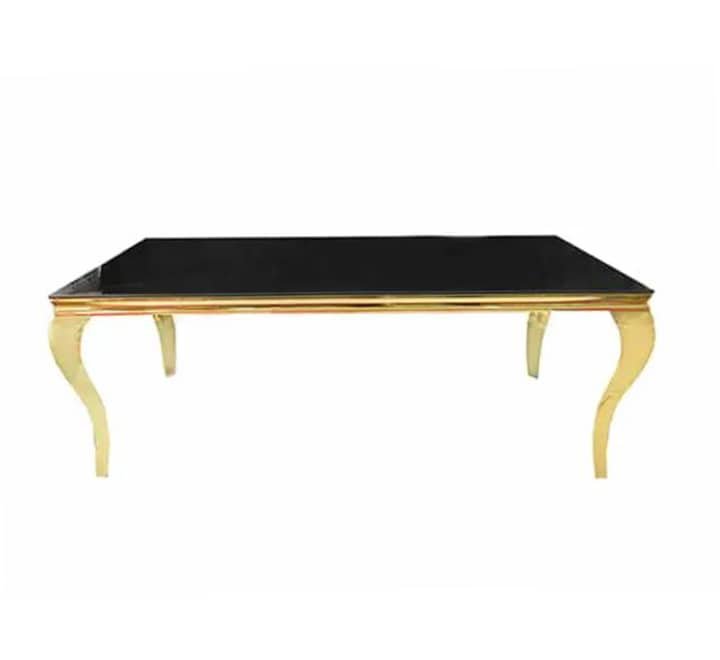 70 inc Black Glass Goldtrim Table With Gold Frame