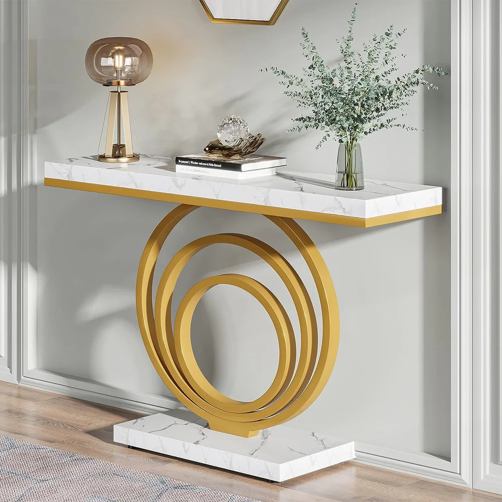 50 Inch Modern Golden Luxury Slate Console Tables for Living Room & Entrance