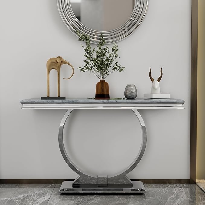 50 Inch Modern Golden Luxury Slate Console Tables for Living Room & Entrance