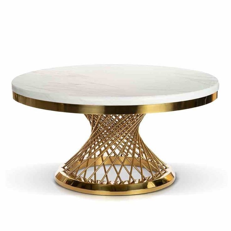 1,8m Round Gold Trim Marble Dining Table With Gold Base