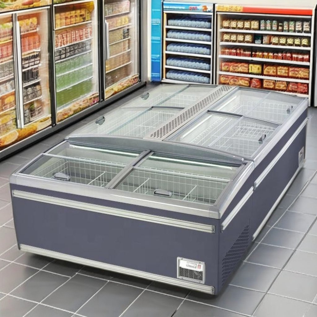 Auto Defrost Double Door Deep Freezer Commercial Display Freezer for Supermarket