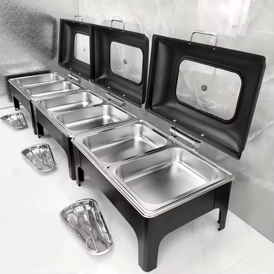 Black Electric Stainless Steel 11L Chaffing Dish Buffet Food Warmer for Catering & Chef Serving Dishes For Sale